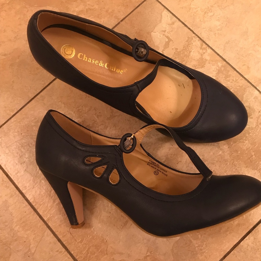 Navy Blue Mary Jane Style Heels